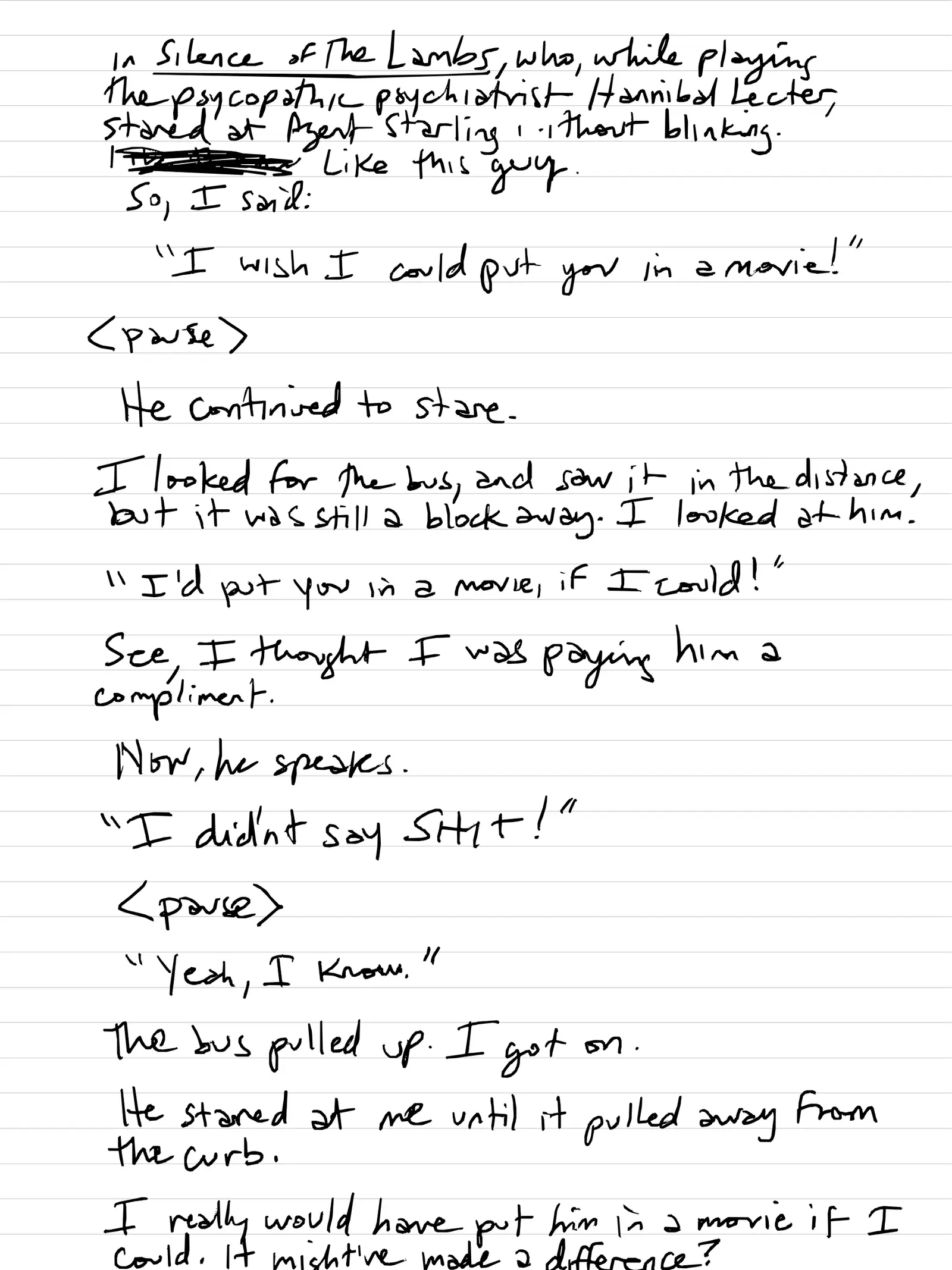 "I didn't say SH*T!", handwritten page 3