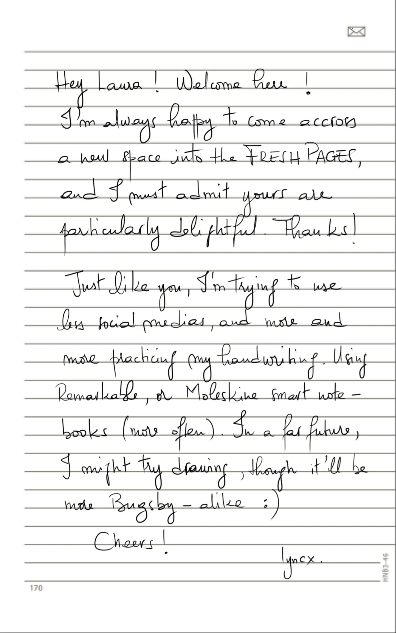 Handwritten comment on Bugsby, reply 2